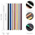 Reusable 304 Stainless Steel Boba Straws 12mm Colored Metal Straw Slanted Mouthed Straight Tubes Stir Tube For Bubble Tea Tapioca Pearl. 