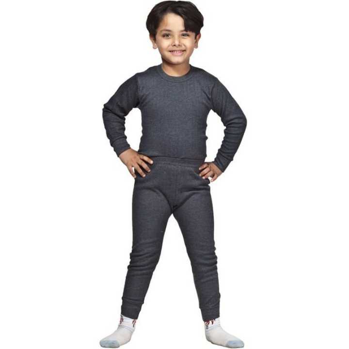 Thermal Winter Wear for Kids - Dark Grey | Fashion Skin-Friendly Cotton Winter Thermal Winter Wear For Kids