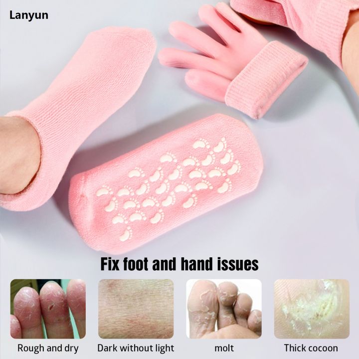 Lanyun%201pair%20Reusable%20Spa%20Gel%20Socks%20Gloves%20Moisturizing%20Whitening%20Exfoliating%20Hot%20Selling%20Socks%20Velvet%20Smooth%20Beauty%20Hand%20Foot%20Care%20Silicone%20Sock%20-%20Image%202