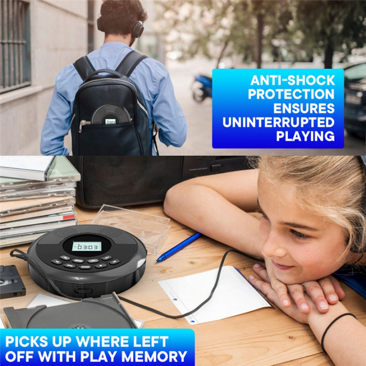 Portable%20Bluetooth%20CD%20Player%20Rechargeable%20Discman%20Gray%20-%20Image%202