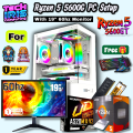 AMD Ryzen 5 5600G/GT Transparent Gaming PC Setup Pairs 19" 60hz Monitor With 800Watt PSU, Gigabyte B550M/A520M K V2 Board, 8/16GB DDR4 RAM, 512/256GB Nvme M.2 SSD Gaming CPU Desktop.. 