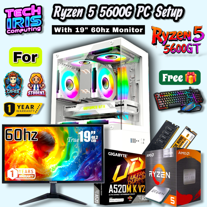 AMD%20Ryzen%205%205600G/GT%20Transparent%20Gaming%20PC%20Setup%20Pairs%2019"%2060hz%20Monitor%20With%20800Watt%20PSU,%20Gigabyte%20B550M/A520M%20K%20V2%20Board,%208/16GB%20DDR4%20RAM,%20512/256GB%20Nvme%20M.2%20SSD%20Gaming%20CPU%20Desktop.%20-%20Image%2010