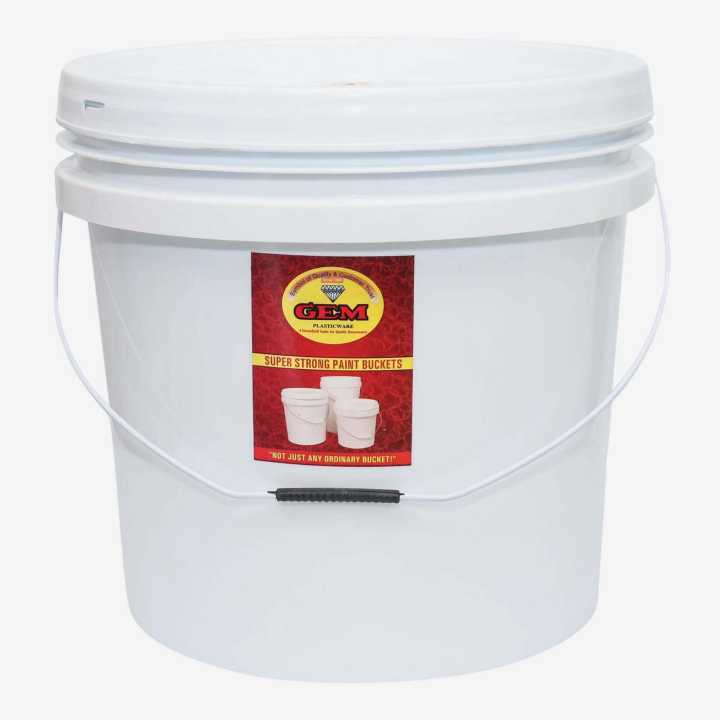 Gem Plasticware Paint Bucket P-15 White-15 Ltr | Strong And Durable Plastic Material Multipurpose Bucket - 15 Litre