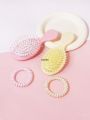 DISICHEN 2PCS/set portable hair brush set, mini oval dry and wet air cushion hair brush, telephone line hair with plastic hair rings Profesional. 