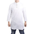 White Cotton Long Kurta For Men. 