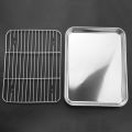 OUMERY 10 Inch Toaster Oven Tray and Rack Set, Small Stainless Steel Baking Pan with Cooling Rack,Dishwasher Safe Baking Sheet. 
