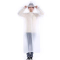 EVA Waterproof Reusable Transparent Hooded White  Raincoat. 