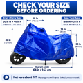 Waterproof Bike & Scooter Cover | Heavy Duty Cross Laminated Blue | UV, Dust & Rain Protection | Universal Full Body Motorbike/Scooty Cover. 