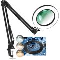 Magnifying Glass with Light and Bracket,3 Color Modes Stepless Dimmable LED Desk Lamp, Used for Reading and Repairing. 