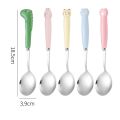 Eating Mixing Cute Cartoon Ceramic Handle Dinnerware Cutlery Kitchen Utensil Soup Spoons Tableware. 