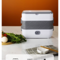 2-Layer Electric Lunch Box - 4 Stainless Steel Trays | Office Thermal Food Steamer | Portable Mini Lunch Box, 2L, 220W, White. 