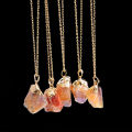 【Good sharing!】Zhuang Zhou Natural Pink Crystal Original Stone Phnom Penh Pendant Necklace Woolen Chain Women's Accessories 2470. 