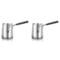 2X Stainless Steel Butter and Coffee Warmer,Turkish Coffee Pot,Mini Butter Melting Pot and Milk Pot with Spout -(350ML). 