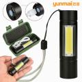 USB Charging Portable XPE + COB LED Flashlight Lamp Strong Torch Light with Built-in Battery Outdoor. 