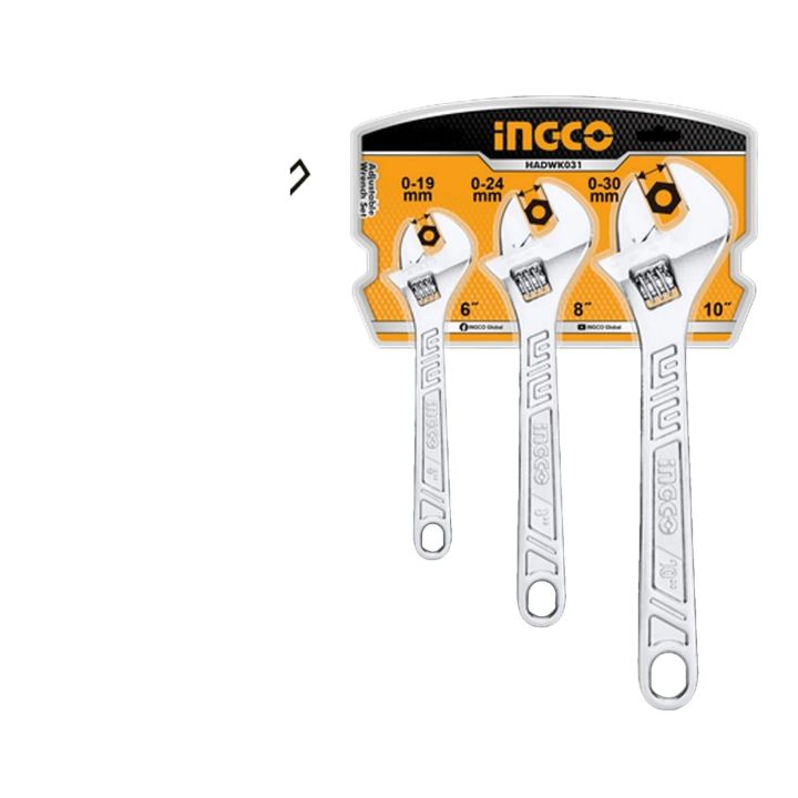 Ingco 3Pcs Adjustable Wrench Set 6"8"10" HADWK031
