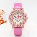 【PlanetGoods】Version Children's Watch Girl fashion Waterproof Quartz Watch Cartoon Cute Princess Pink KT Cat Elementary Student Electronic Watch quality]. 
