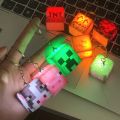 Mini Figure Cartoon Mini Figure LED Keychain Kids Design LED Light Luminous Keychain Car Backpack Luminous Effect Game Cube Keychain Kids Gift. 