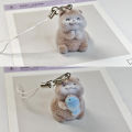 Lovely 3D Flocked Otter Pendant Keychain Cute Cartoon Backpack Charm Fashion Animal Keyring Bag Hanging Decoration Accessories 7DD. 