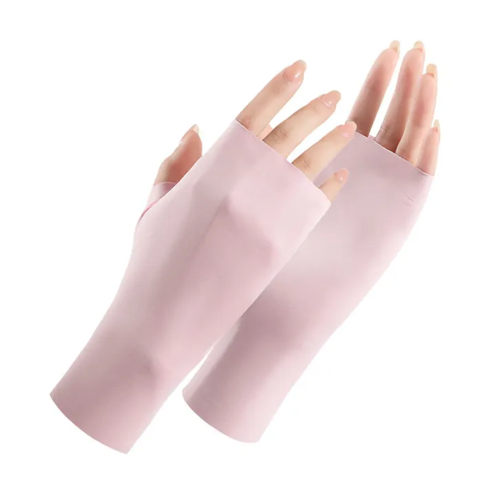 Sunscreen%20gloves%20D149%20women's%20summer%20thin%20UV%20protection%20manicure%20outdoor%20electric%20bike%20cycling%20breathable%20half%20finger%20sunscreen%20upgrade%20-%20Image%205