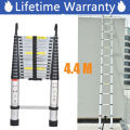 4.4M/ 14.5FT Telescoping Ladder with Detachable Hooks, Multi-Purpose Aluminium Telescopic Ladder Extension Loft Ladder, Attic Portable Safety Ladder for Home Climb, Maximum Load 150kg, EN131 Standard. 