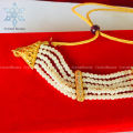 Pure Gold Plated Choker Moti Necklace With White Stones For Women. 