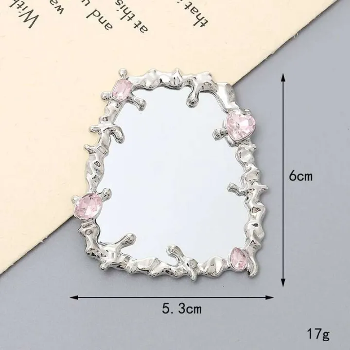 1%20Pc%20Y2K%20Butterfly%20Mini%20Mirror%20Irregular%20Metal%20Liquid%20Water%20Droplets%20Design%20Portable%20Pocket%20Makeup%20Mirrors%20Decor%20Accessories%20-%20Image%204