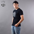 JUJU Wears Black Colour Naag Pass Printed Cotton Tshirt For Unisex. 