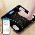 Bluetooth Weighing Scale Human Body Weight Machine Digital (Tempered) with Battery & Temperature Indicator. 