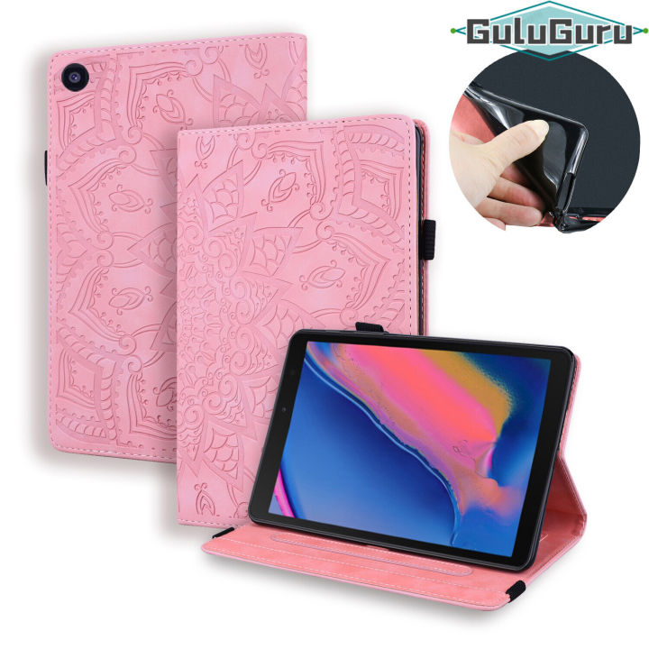 Samsung%20Galaxy%20Tab%20A%208.0%20&%20S%20Pen%20(2019)%20P200%20P205%20Leather%20Case,%203D%20Relief%20Calf%20Style%20Folio%20Stand%20Magnetic%20Smart%20Cover%20with%20Card%20Slot%20Pencil%20Holder%20-%20Image%202
