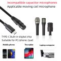 USB Type C To XLR Adapter Type C Male To 3 Pin XLR Female Microphone Cable Connector Computer Audio Data Cable 3 Meters. 