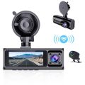 2.5K Car DVR Dash Camera Front/Inside/Rear 3-Lens Driving Recorder 3.16 Inch Screen Dashcam. 
