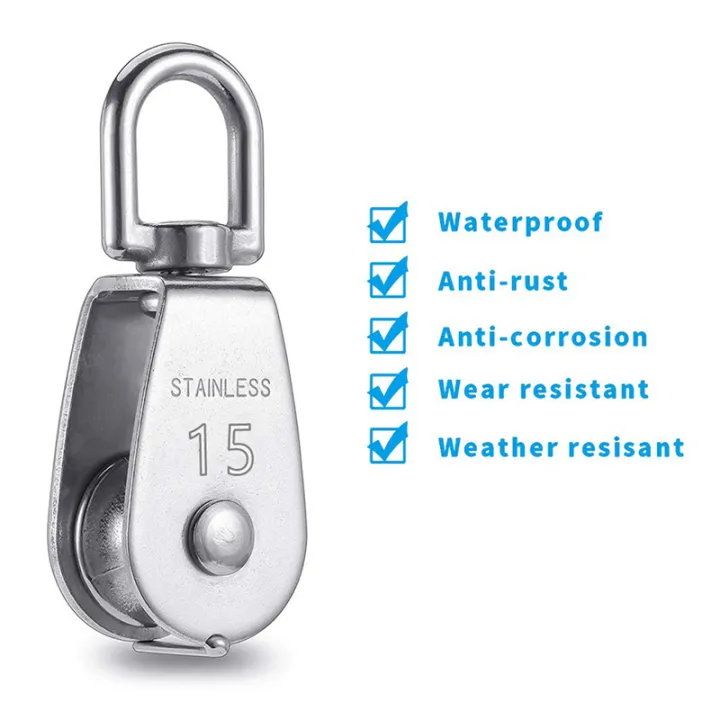12PCS%20Single%20Pulley%20Block%20M15%20Stainless%20Steel%20Small%20Pulley%20Roller%20for%20Rope%20Cord%20in%20%C2%B0Swivel%20Silver%20Pulley%20-%20Image%205