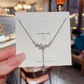 Starlight filled the sky zircon stone tassel pendant necklace for women girls titanium steel chain not fade necklaces. 