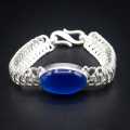 Pure Silver Bracelet With Blue Stone For Men. 