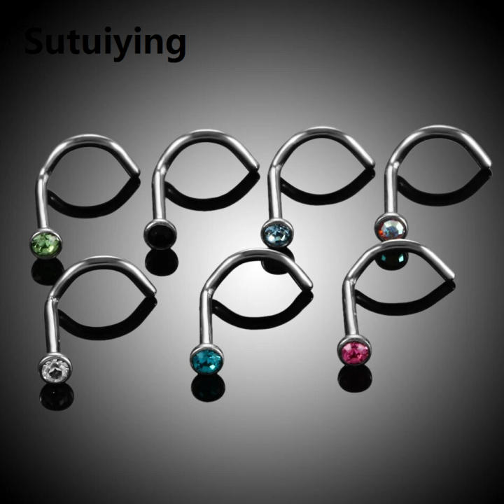 Sutuiying%201PC%20ASTM-F136%20Titanium%20Nose%20Piercing%20Ring%20Stud%20Prong%20CZ%20Screw%20Shape%20Nostril%20Jewelry%2020g%2018g%20Tragus%20Earrings%20Body%20Piercing%20-%20Image%206