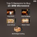 IFB 24L Solo Microwave  with 69 Auto Cook Menus (24PM2S, Silver, Mug Recipes, Steam Clean, Auto Reheat, Preset Timer, Power Save, Child Safety Lock, 10 Power Levels). 