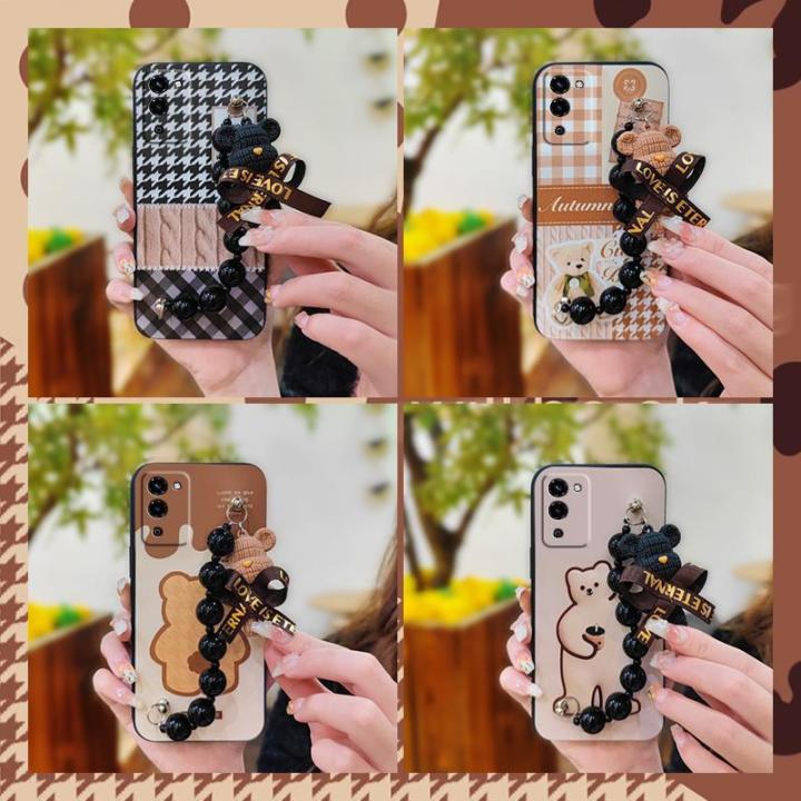 phone case Black pearl pendant Phone Case For OPPO A56 5G Waterproof Dirt-resistant Bear bracelet soft case Simplicity