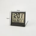 OUMERY Electronic Folding LCD Digital Alarm Clock Desktop Temperature Hygrometer Clock Weather Station Desk Table Clock Black. 