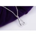 Poputton Fashion Kpop Wishbone Pendant Necklace Women Dogeared Wish Silver Plated Chain Necklace Collier Femme 2023 Jewelry. 