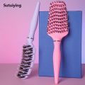 Sutuiying 1pcs Curved Vented Boar Bristle Comb Professional Scalp Massage New Comb Detangling Curl Anti-static Hairbrush Salon Styling Tool. 