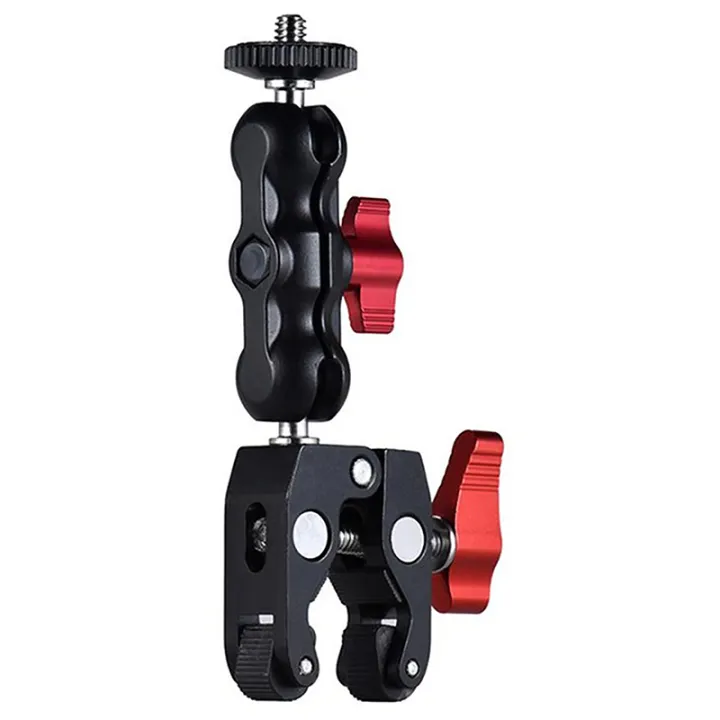 Aluminum%20Alloy%20Clamp%20With%20Double%20Ball%20Head%20Magic%20Arm%20Clamp%201/4''%203/8''%20Hole%20For%20Phone%20Video%20Mount%20Camera%20Monitor%20LED%20Light%20Mic%20Qingyue%20-%20Image%202
