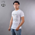 JUJU Wears Light Melange Grey Colour Buddha Eye Printed Cotton Tshirt For Unisex. 