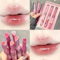Water Light Mirror Lipstick Pen Glitter Lip Tint Long Lasting Moisturising Love Heart Shape Solid Lip Gloss Lip Makeup Cosmetics. 