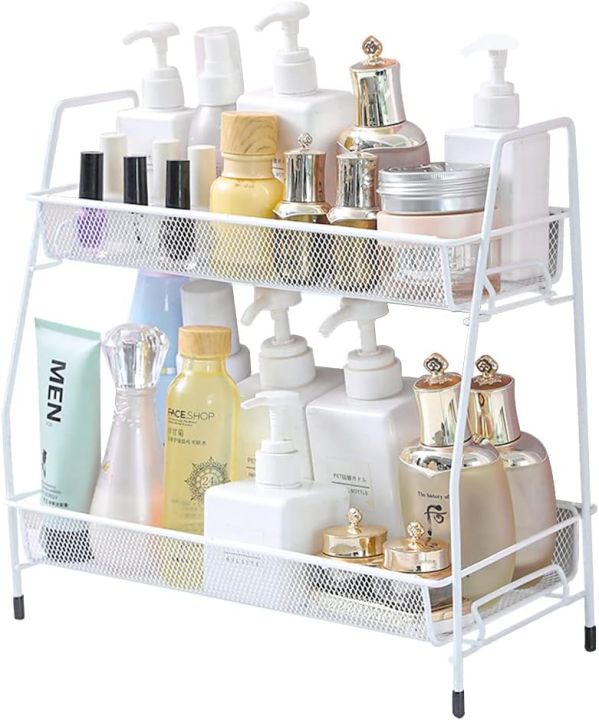 2 Layer Spice Rack Countertop Bathroom Shelf Desktop Makeup Organizer ...