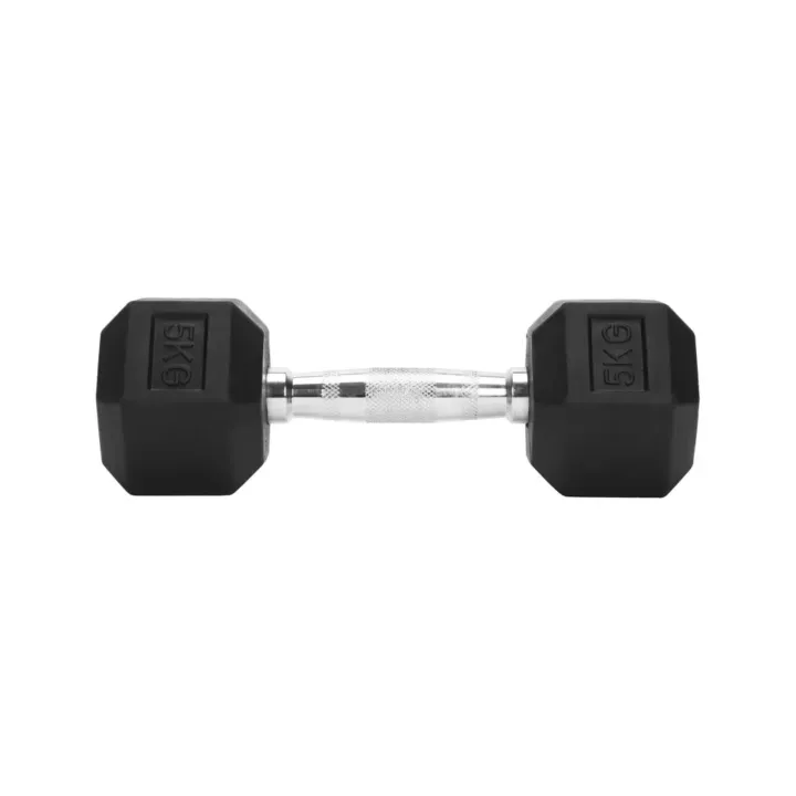 Rubx%205%20Kg%20Rubber%20Hex%20Dumbbell%20Set%20(%202%20pieces%20)%20-%20Home%20Gym%20Equipment%20%7C%20Rubber%20Coated%20Silver%20Chrome%20Cast%20Handle%20Dumbbell%20-%205KG%20-%201%20Pair%20-%20Image%204