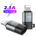 Type C to 8 Pin OTG Adapter USB For Earphone U Disk 2A Fast Charging Data Cable Converter For iPhone 14 13 12 11 Pro Max Xs XR. 