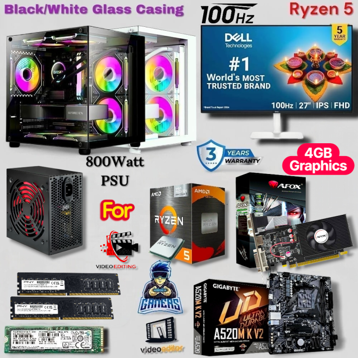 Transparent Gaming PC (Ryzen 5 5500 + Nvidia GT730 4GB Graphics) or ...