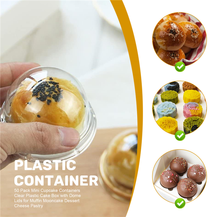 50%20Pack%20Mini%20Cupcake%20Containers%20Clear%20Plastic%20Cake%20Box%20with%20Dome%20Lids%20for%20Muffin%20Mooncake%20Dessert%20Cheese%20Pastry%20-%20Image%202