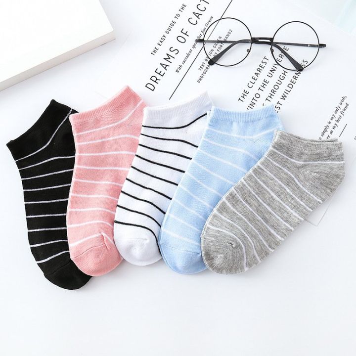 Women's Korean Fashion Ankle Socks (Pack Of 5 Pairs)
