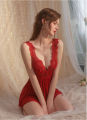 Pebbles Nepal Sexy and Comfortable Sheer Pajamas Hot Backless Seduction Slip Dress Loungewear Set. 